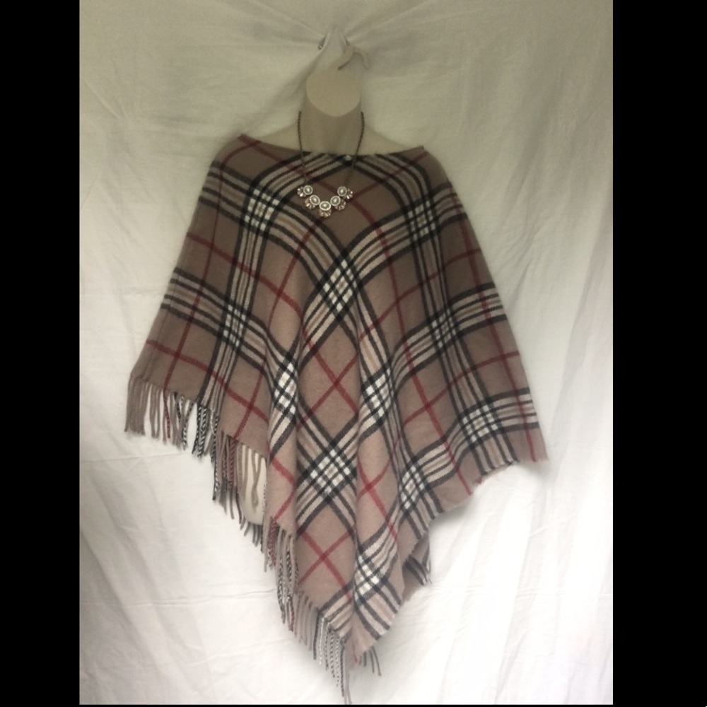Cute plaid fleece poncho